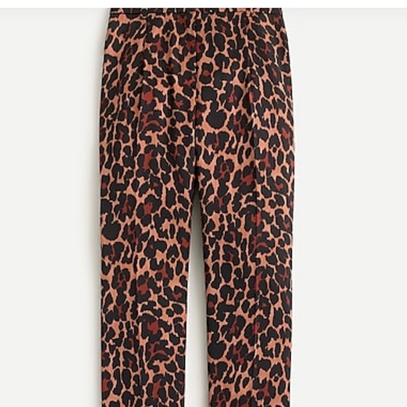 NEW! - J. CREW HIGH RISE LEOPARD SZ 4 TROUSERS - Picture 1 of 16